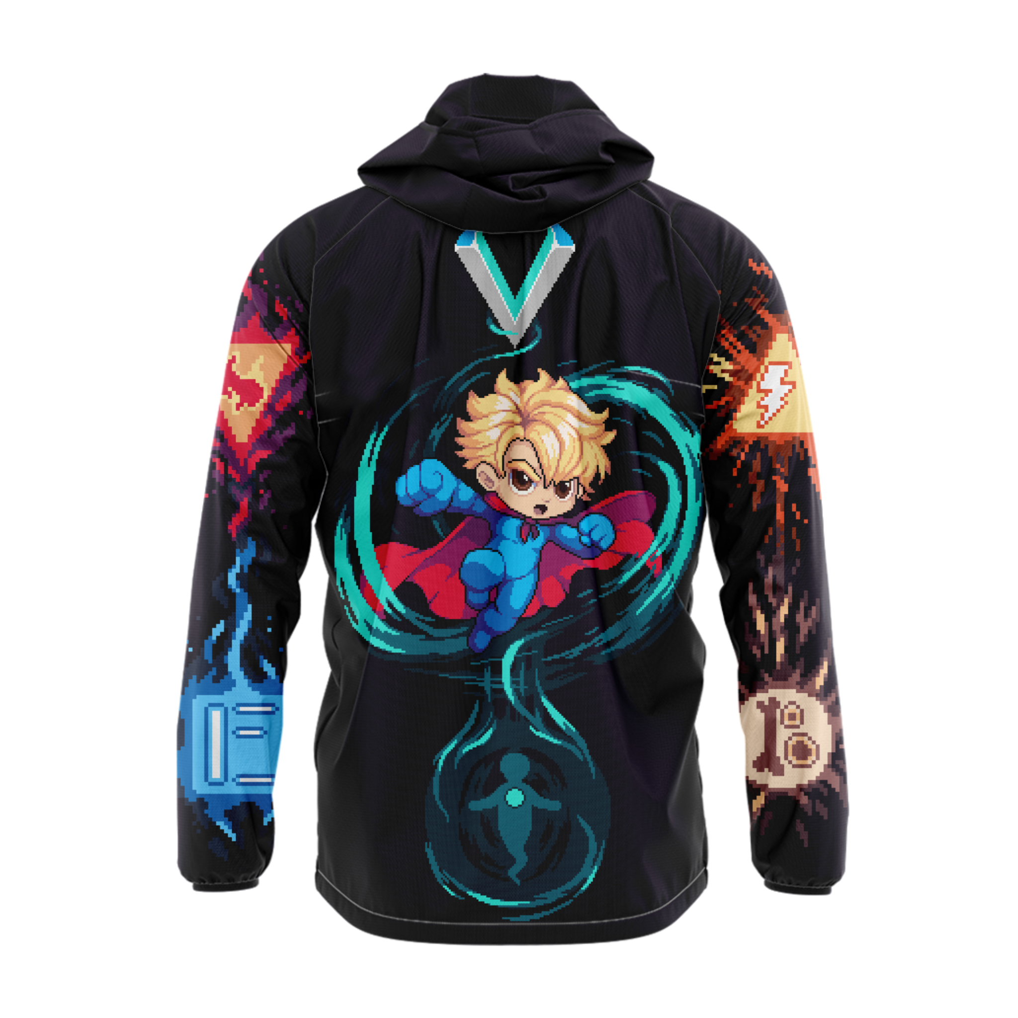 5th Element windproof anime streetwear jacket rear design