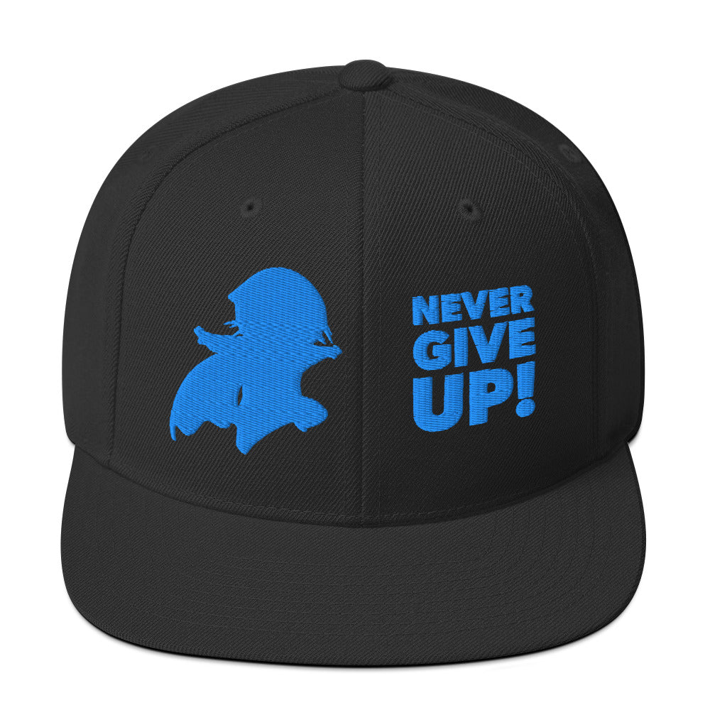 Black urban cap with hero logo and flat brim