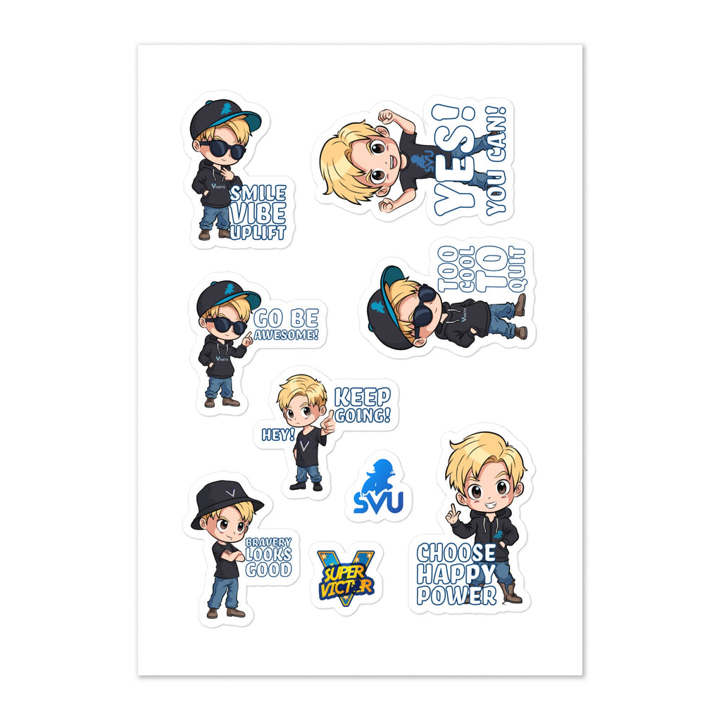 VIBE pop culture and cartoon sticker pack for laptop, phone case, and notebook