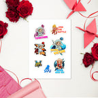 Glossy OG decorative sticker sheet with colorful superhero characters