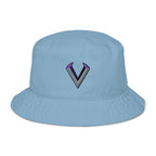 Unisex organic cotton bucket hat with UV protection and V emblem