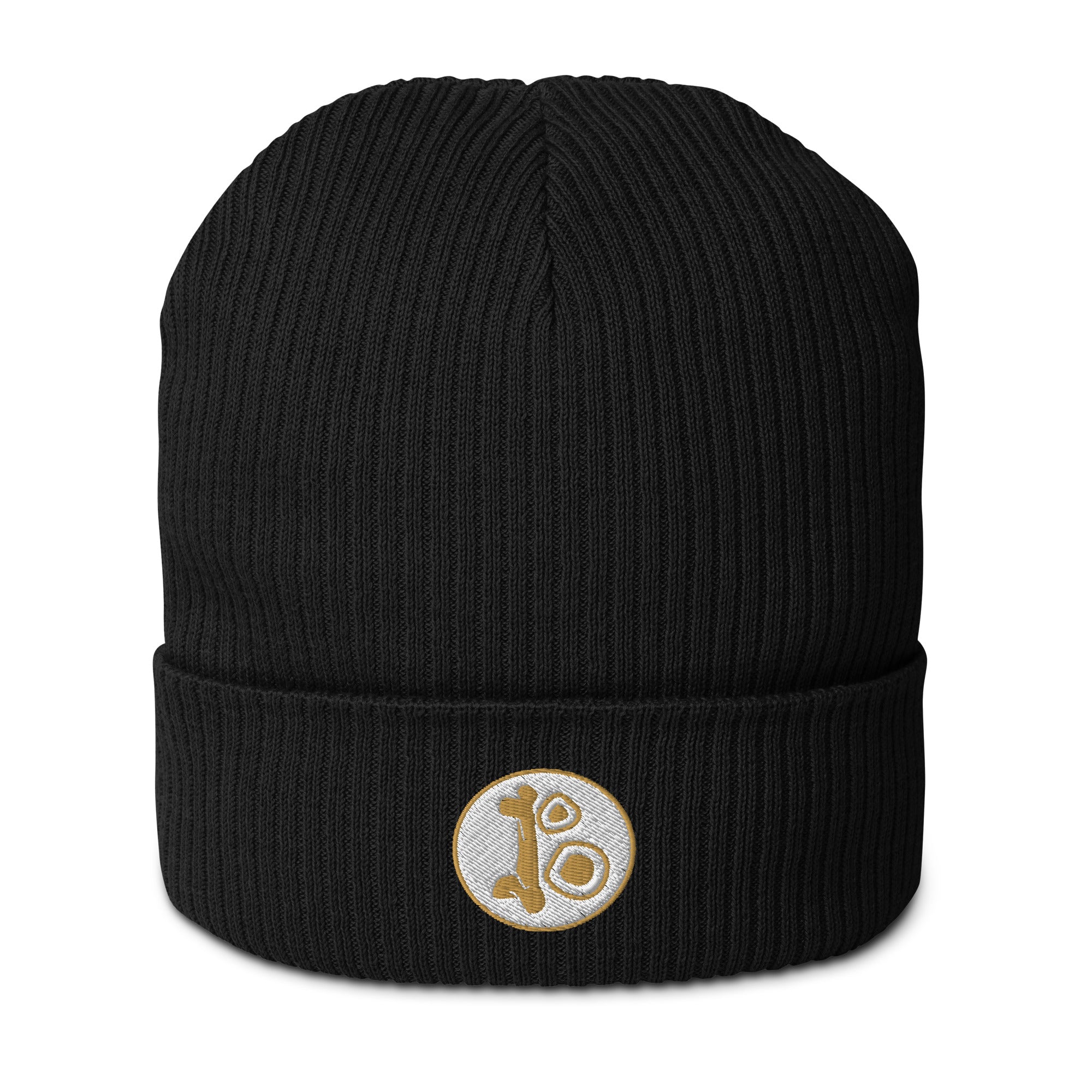 Black organic cotton bones beanie for casual and winter wear