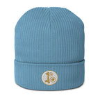 Organic cotton unisex beanie hat in blue color for everyday streetwear