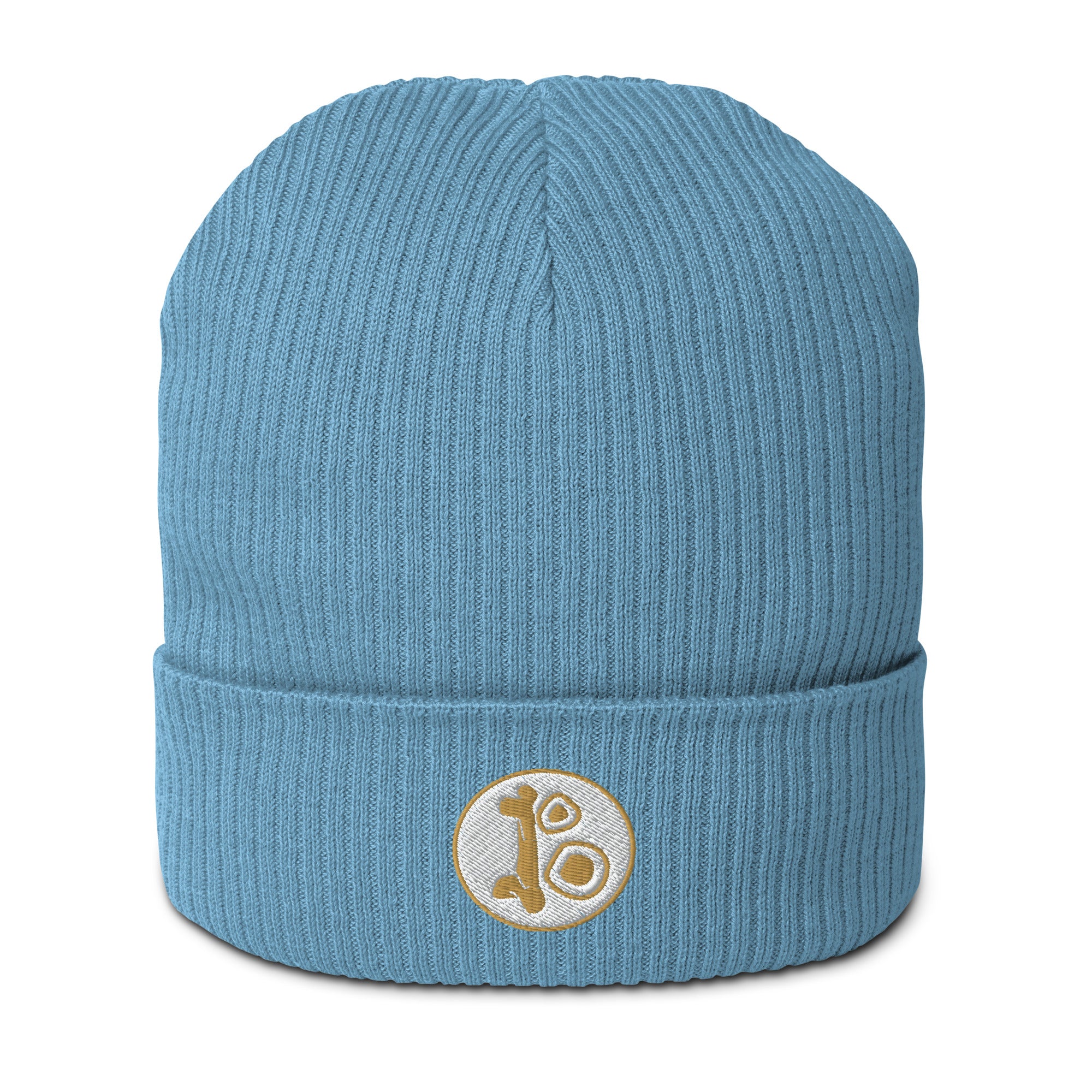 Organic cotton unisex beanie hat in blue color for everyday streetwear