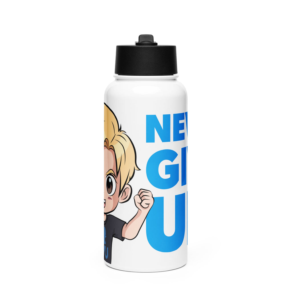 Reusable #NGU gym water bottle with foldable straw and handle