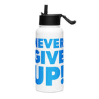 Reusable #NGU gym water bottle with foldable straw and handle