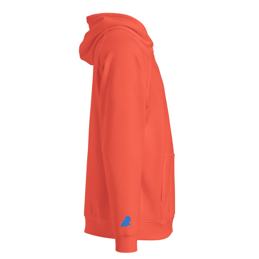 VicBits pixel hoodie orange gaming streetwear hoodie with SuperVictor Universe Logo