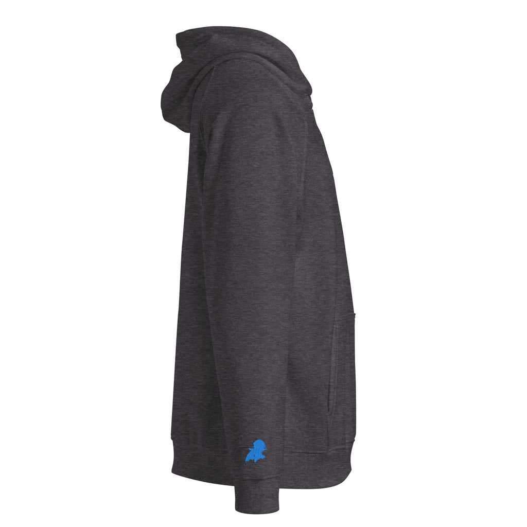 VicBits pixel hoodie gray gamer streetwear design with SuperVictor Universe Logo