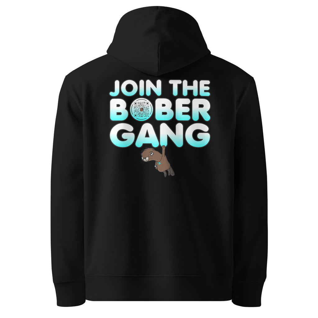 BOBER x SuperVictor black unisex hoodie back view join the bober gang streetwear collab