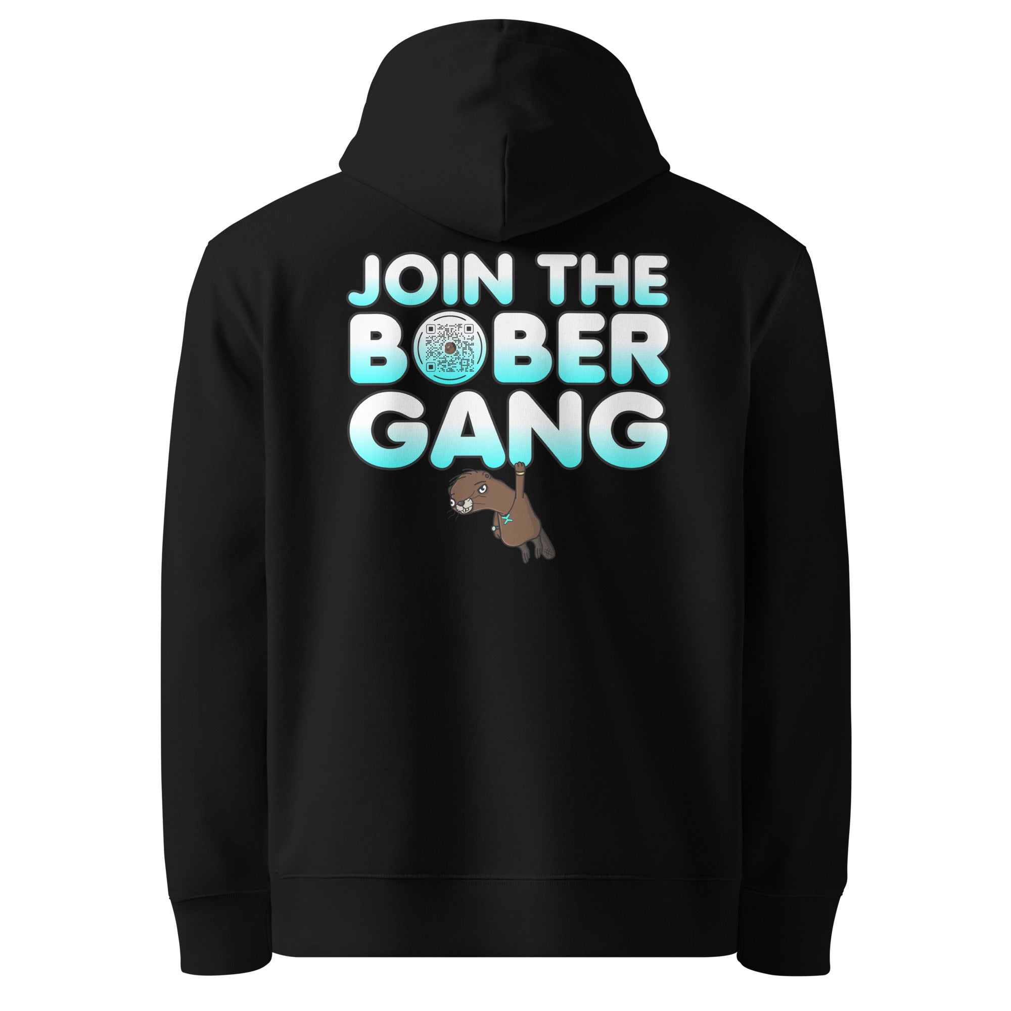 BOBER x SuperVictor black unisex hoodie back view join the bober gang streetwear collab
