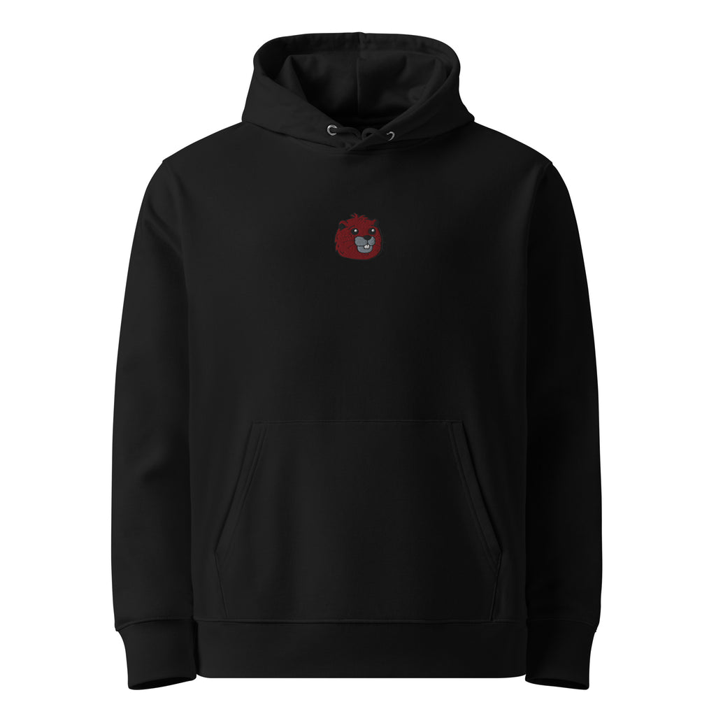 BOBER x SuperVictor black unisex hoodie front view streetwear collab minimalist organic design