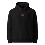 BOBER x SuperVictor black unisex hoodie front view streetwear collab minimalist organic design