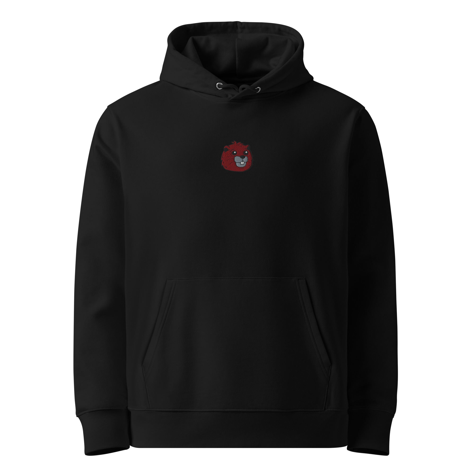 BOBER x SuperVictor black unisex hoodie front view streetwear collab minimalist organic design
