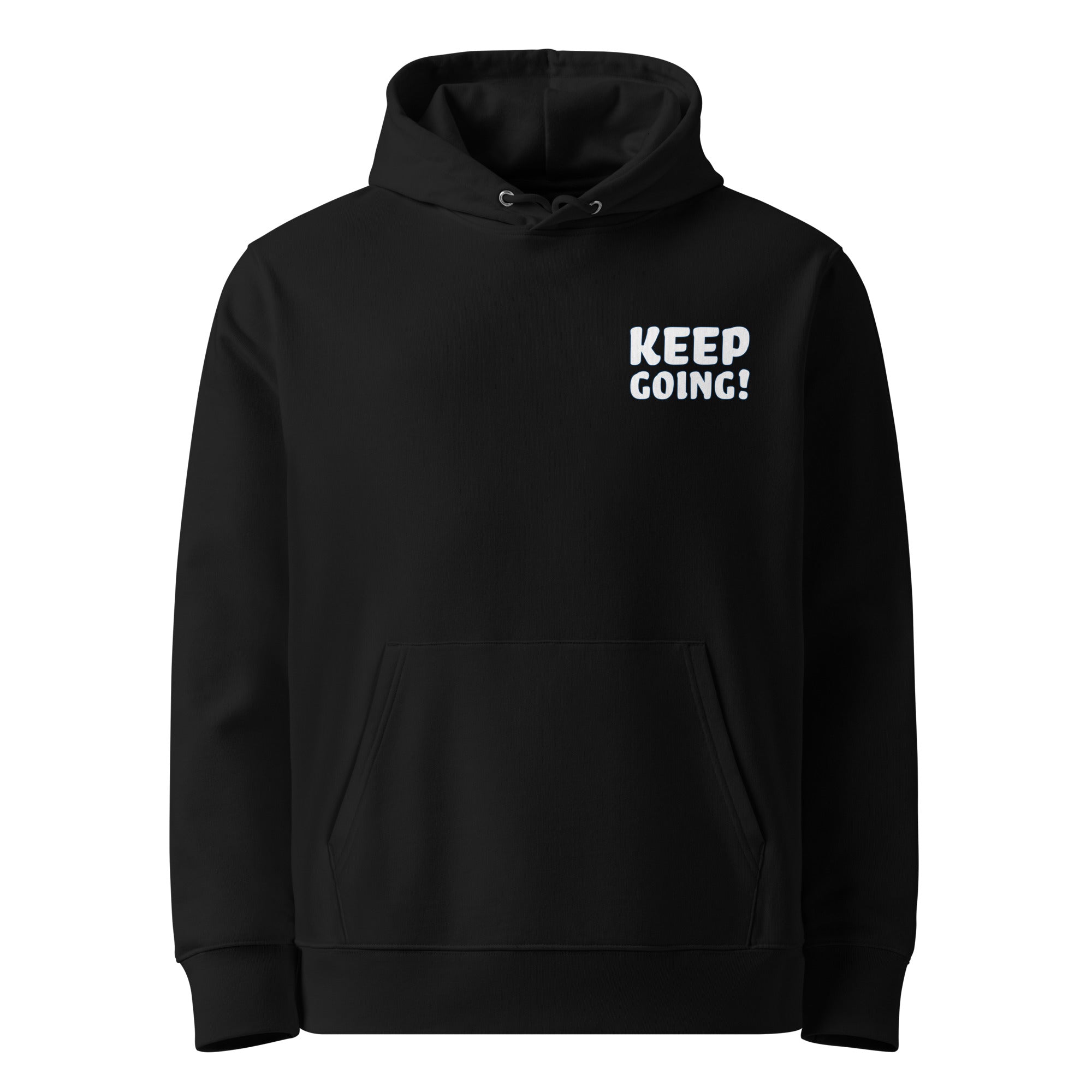 Black KEEP GOING motivational hoodie for adults by SuperVictor