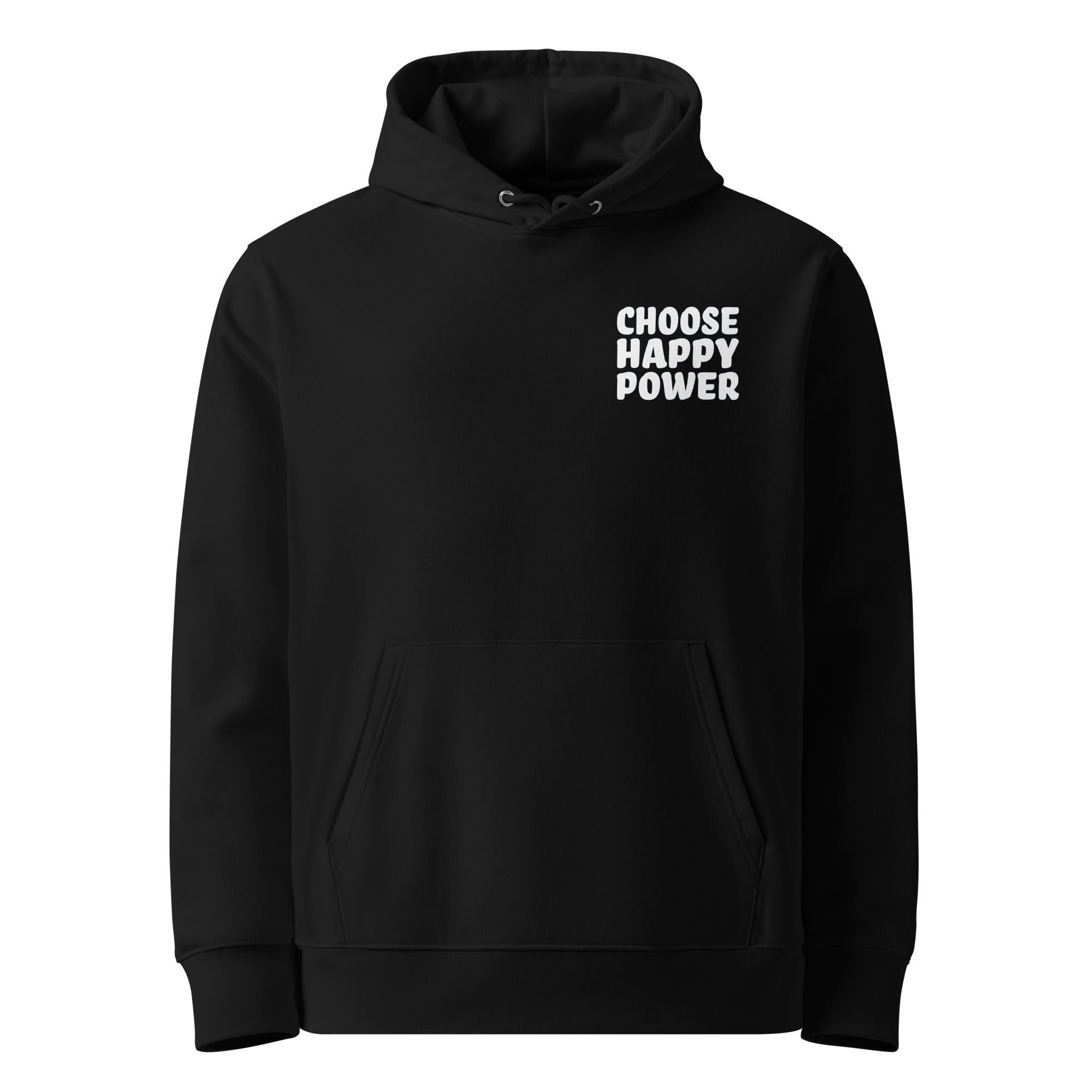 Black HAPPY positive message hoodie for adults by SuperVictor