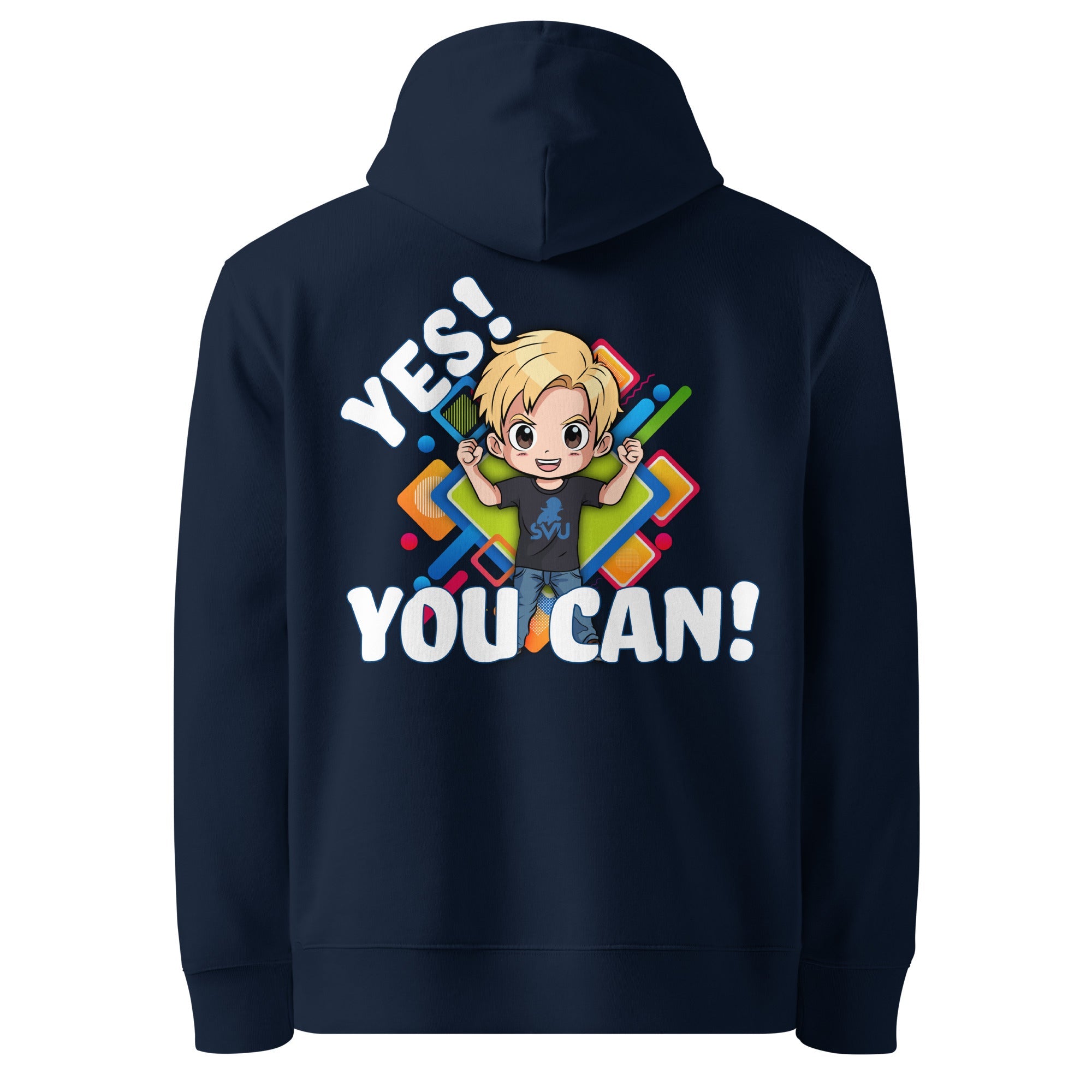 Navy blue YOU CAN! motivational hoodie for adults