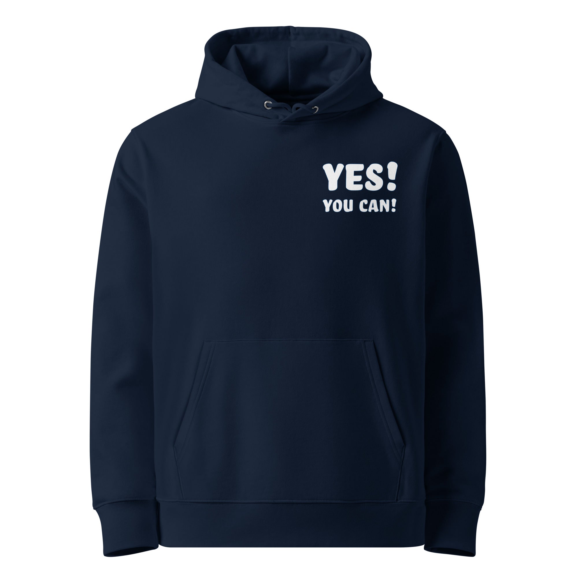 Navy blue YOU CAN! motivational hoodie for adults