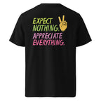 Close-up of Appreciate Everything inspirational t-shirt typography design