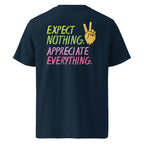 Close-up of Appreciate Everything inspirational t-shirt typography design