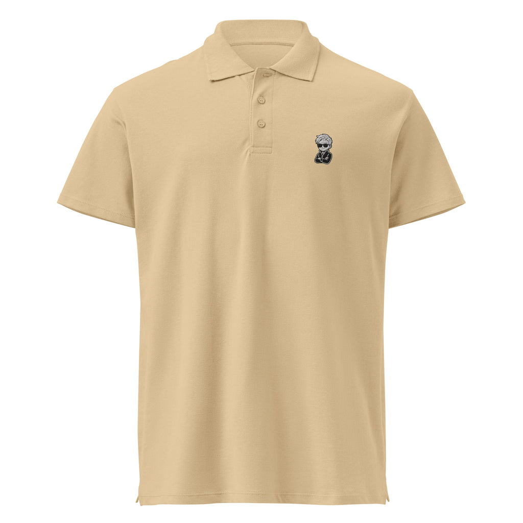 SuperVictor SuperPOLO beige unisex premium polo shirt front view minimalist urban fashion
