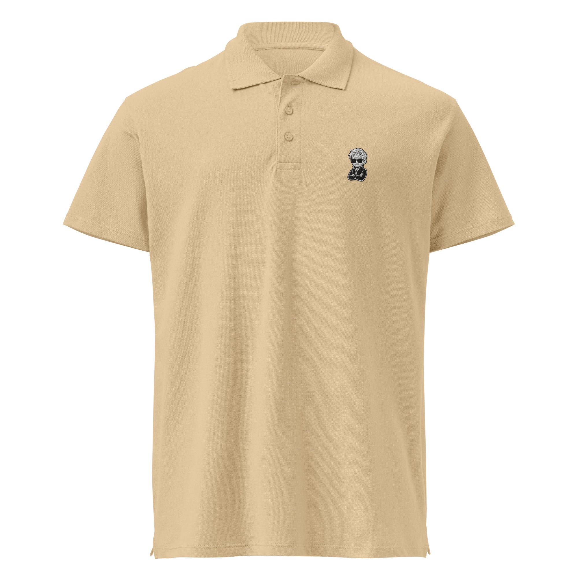 SuperVictor SuperPOLO beige unisex premium polo shirt front view minimalist urban fashion